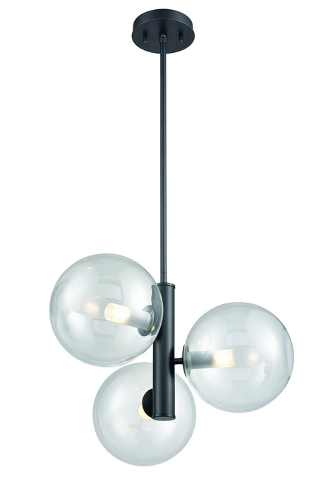 DVI Lighting - DVP27023GR-CL - Three Light Pendant - Courcelette - Graphite with Clear Glass
