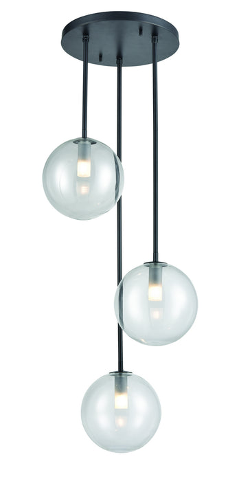 DVI Lighting - DVP27053GR-CL - Three Light Pendant - Courcelette - Graphite with Clear Glass