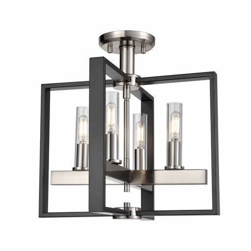DVI Lighting - DVP30211SN+GR-CL - Four Light Semi-Flush Mount - Blairmore - Satin Nickel and Graphite with Clear Glass
