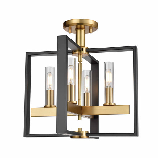 DVI Lighting - DVP30211VBR+GR-CL - Four Light Semi-Flush Mount - Blairmore - Venetian Brass and Graphite with Clear Glass
