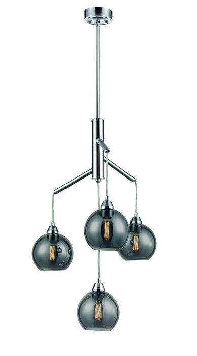 DVI Lighting - DVP34724CH-SM - Four Light Chandelier - Andromeda - Chrome with Smoke Glass