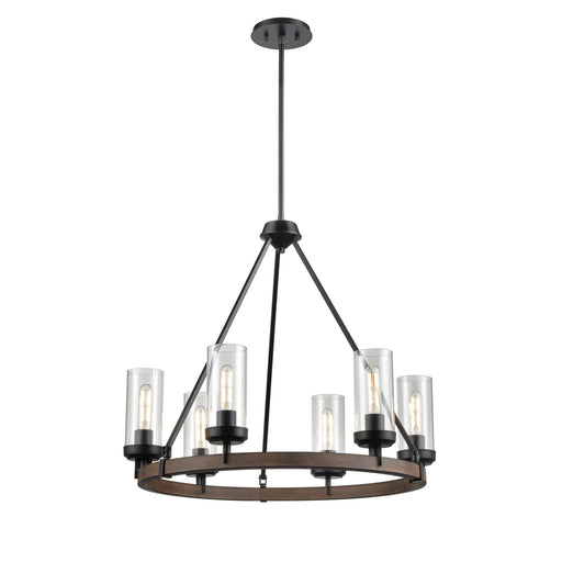 DVI Lighting - DVP38626GR+IW-CL - Six Light Chandelier - Okanagan - Graphite and Ironwood on Metal with Clear Glass