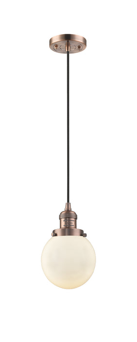 Innovations - 201C-AC-G201-6 - One Light Mini Pendant - Franklin Restoration - Antique Copper