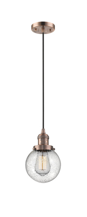 Innovations - 201C-AC-G204-6 - One Light Mini Pendant - Franklin Restoration - Antique Copper