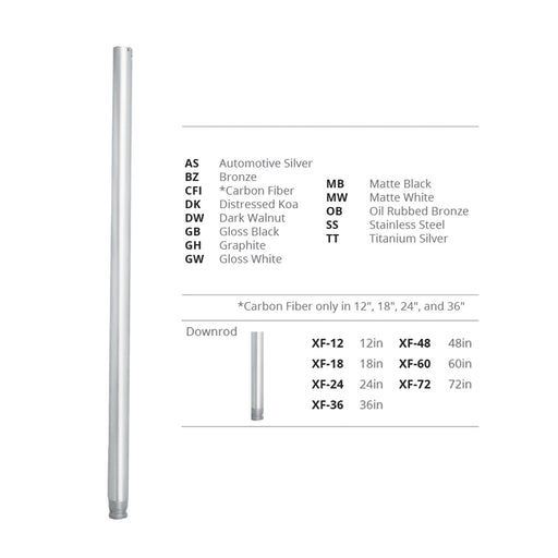 Modern Forms Fans - XF-12-AS - Downrod - Modern Forms Fans - Automotive Silver