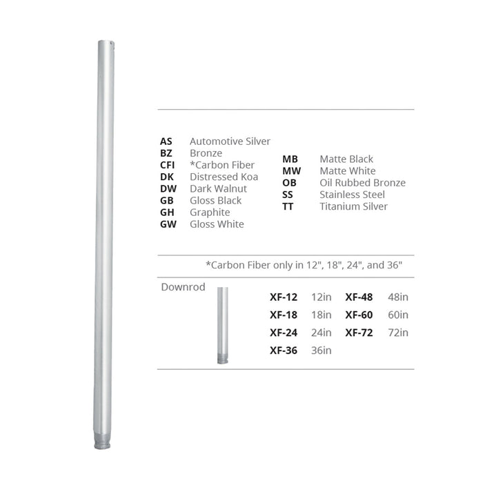 Modern Forms Fans - XF-24-AS - Downrod - Modern Forms Fans - Automotive Silver