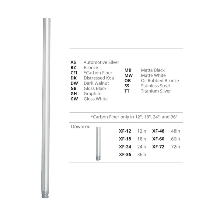 Modern Forms Fans - XF-72-AS - Downrod - Modern Forms Fans - Automotive Silver