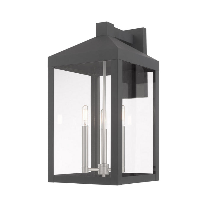 Livex Lighting - 20585-76 - Three Light Outdoor Wall Lantern - Nyack - Scandinavian Gray