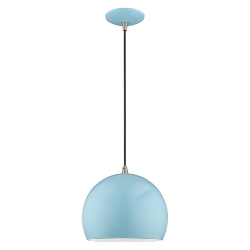 Livex Lighting - 41181-74 - One Light Mini Pendant - Metal Shade Mini Pendants - Shiny Baby Blue
