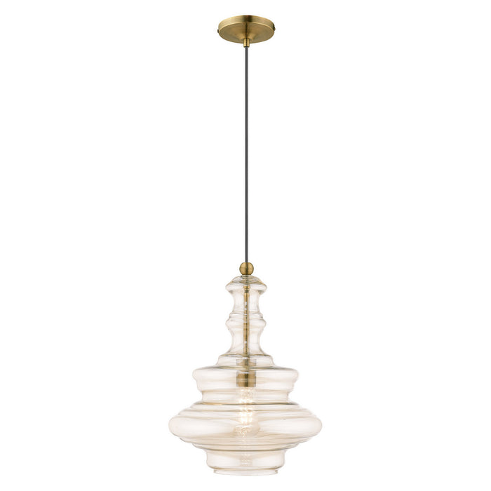 Livex Lighting - 41224-01 - One Light Mini Pendant - Art Glass Mini Pendants - Antique Brass