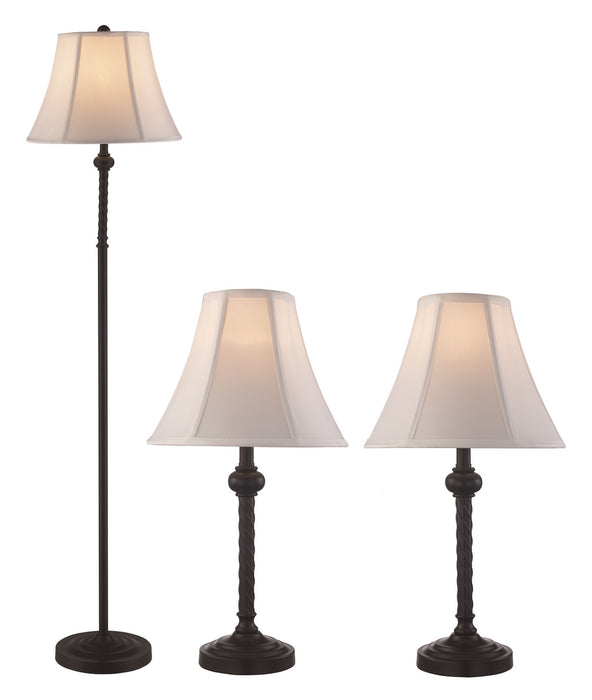 Trans Globe Imports - RTL-9067 BK - Floor Lamp and Two Table Lamps - Black