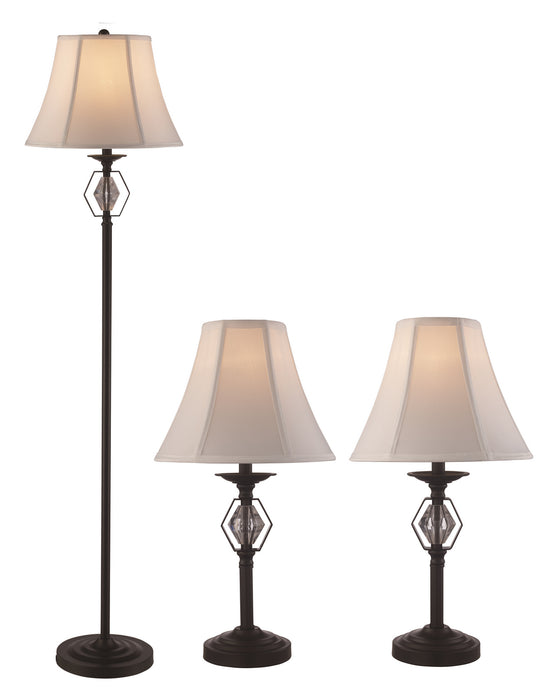 Trans Globe Imports - RTL-9071 BK - Floor Lamp and Two Table Lamps - Black