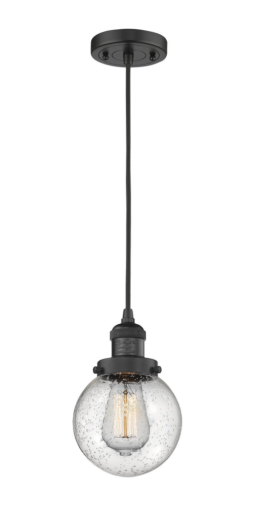 Innovations - 201C-BK-G204-6 - One Light Mini Pendant - Franklin Restoration - Matte Black