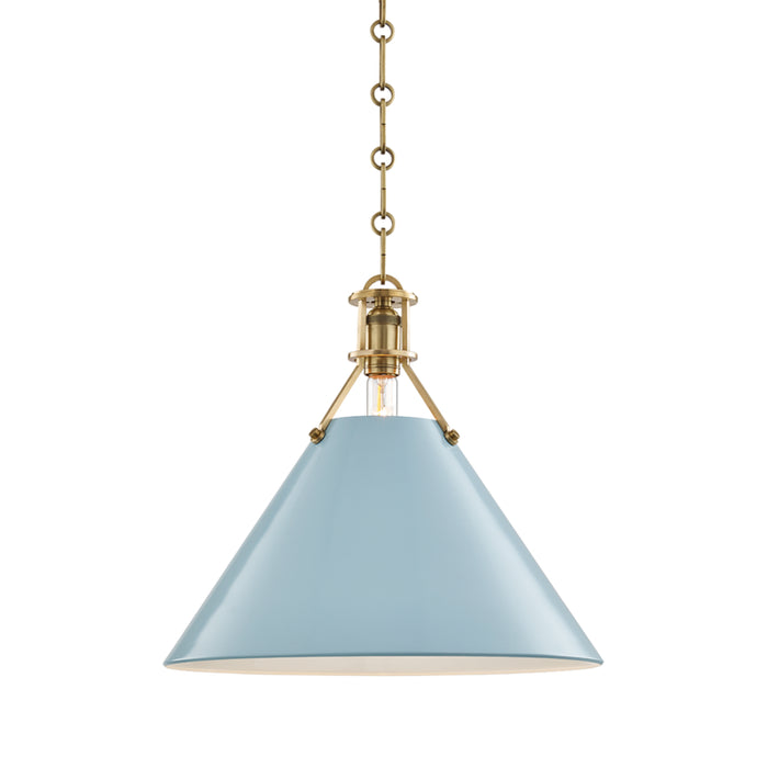 Hudson Valley - MDS352-AGB/BB - One Light Pendant - Painted No.2 - Aged Brass/Blue Bird