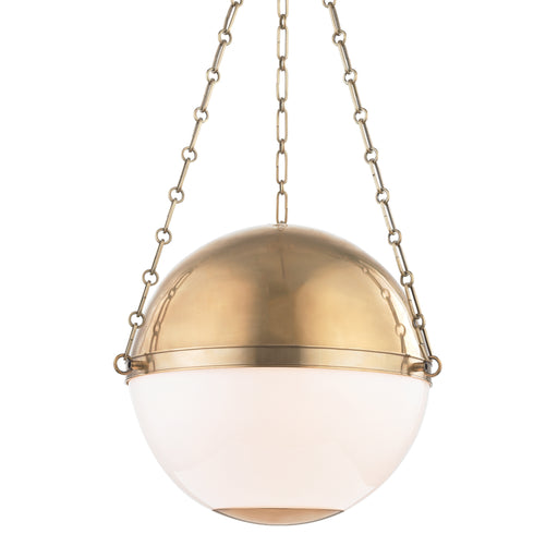 Hudson Valley - MDS751-AGB - Three Light Pendant - Sphere No.2 - Aged Brass