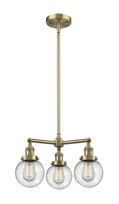 Innovations - 207-AB-G204-6 - Three Light Chandelier - Franklin Restoration - Antique Brass