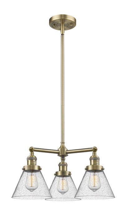 Innovations - 207-AB-G44 - Three Light Chandelier - Franklin Restoration - Antique Brass