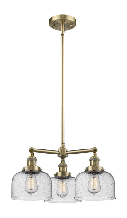 Innovations - 207-AB-G74 - Three Light Chandelier - Franklin Restoration - Antique Brass