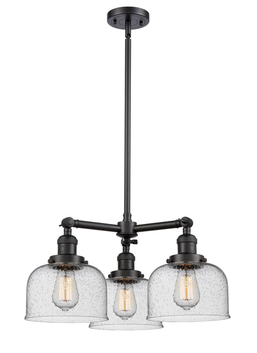 Innovations - 207-BK-G74 - Three Light Chandelier - Franklin Restoration - Matte Black