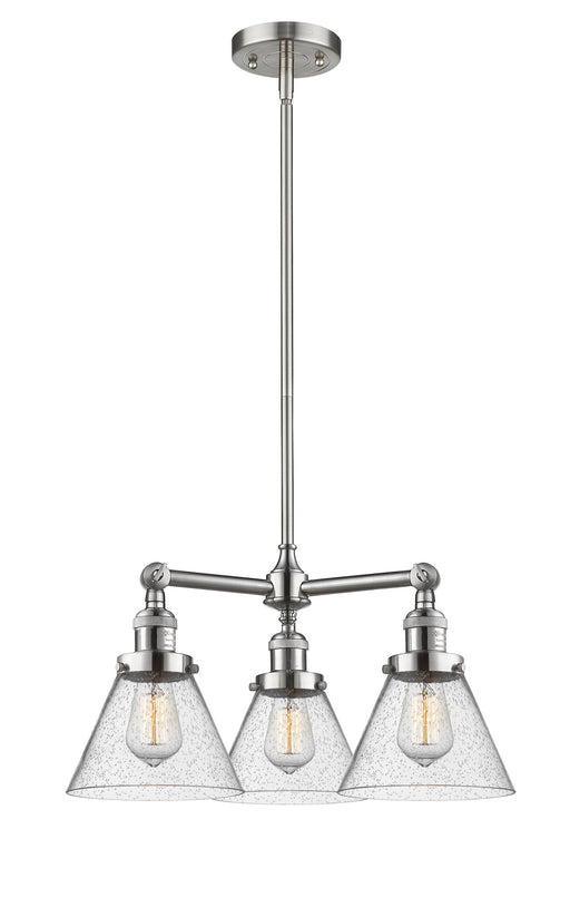 Innovations - 207-SN-G44 - Three Light Chandelier - Franklin Restoration - Brushed Satin Nickel