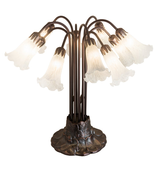 Meyda Tiffany - 14391 - Ten Light Table Lamp - White Pond Lily - Mahogany Bronze