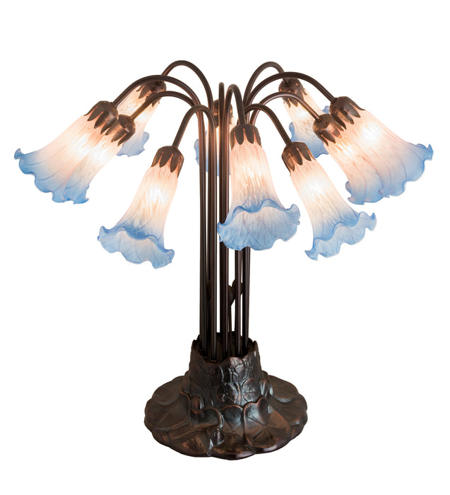 Meyda Tiffany - 14451 - Ten Light Table Lamp - Pink/Blue Pond Lily - Custom