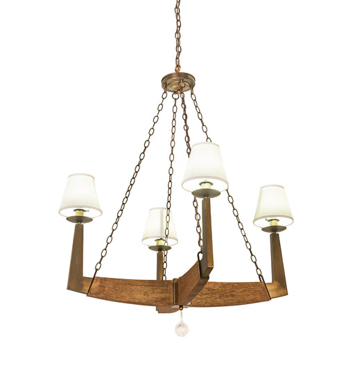 Meyda Tiffany - 195110 - Four Light Chandelier - Arendal - Antique Copper,Natural Wood,Crystal