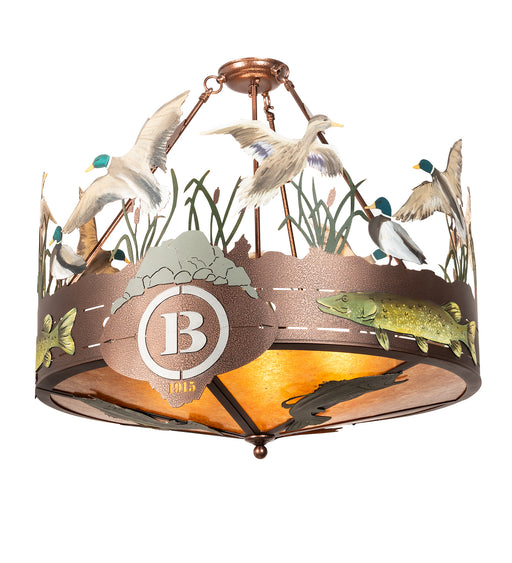 Meyda Tiffany - 199536 - Six Light Semi-Flushmount - Boulders - Copper Vein,Custom