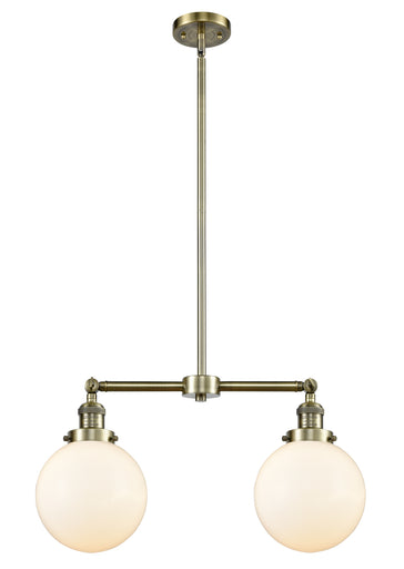 Franklin Restoration Two Light Island Pendant Antique Brass