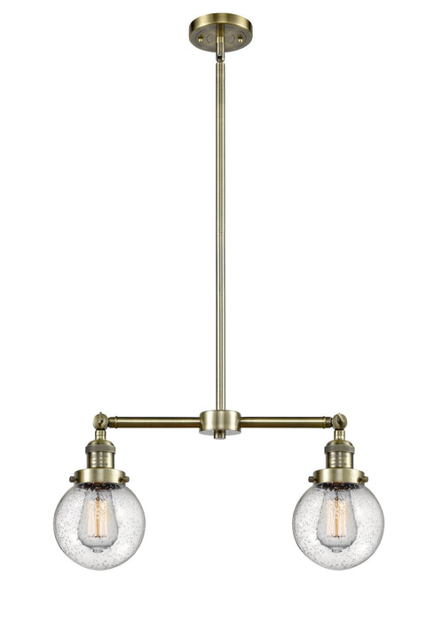 Innovations - 209-AB-G204-6 - Two Light Island Pendant - Franklin Restoration - Antique Brass