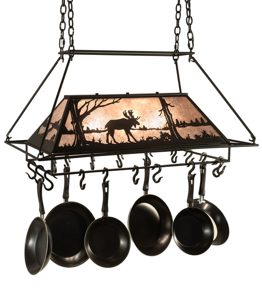 Meyda Tiffany - 210249 - Three Light Pot Rack - Moose At Lake - Natural Brass