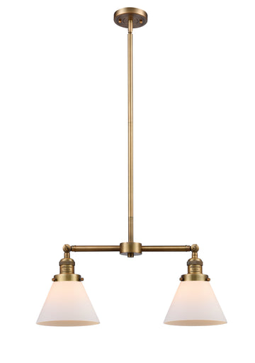 Franklin Restoration Two Light Island Pendant Brushed Brass