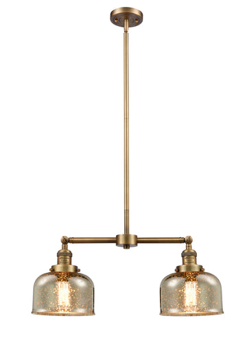 Franklin Restoration Two Light Island Pendant Brushed Brass