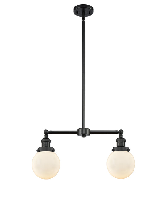 Innovations - 209-BK-G201-6 - Two Light Island Pendant - Franklin Restoration - Matte Black