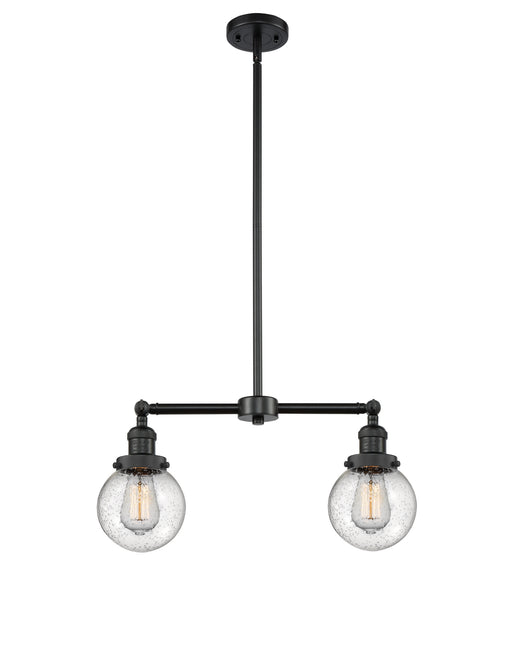 Innovations - 209-BK-G204-6 - Two Light Island Pendant - Franklin Restoration - Matte Black