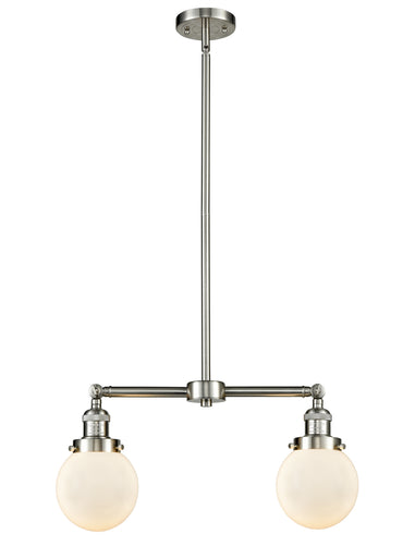 Franklin Restoration Two Light Island Pendant Brushed Satin Nickel