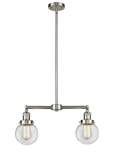 Franklin Restoration Two Light Island Pendant Brushed Satin Nickel