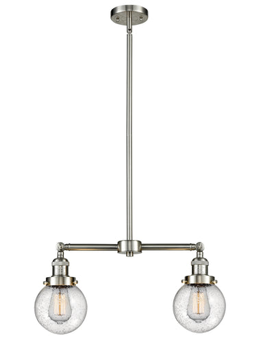 Franklin Restoration Two Light Island Pendant Brushed Satin Nickel