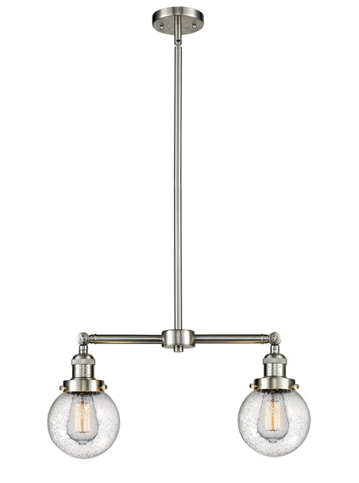 Innovations - 209-SN-G204-6 - Two Light Island Pendant - Franklin Restoration - Brushed Satin Nickel