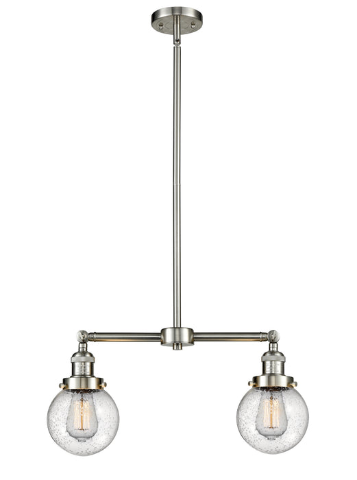 Innovations - 209-SN-G204-6 - Two Light Island Pendant - Franklin Restoration - Brushed Satin Nickel
