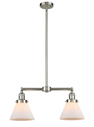 Franklin Restoration Two Light Island Pendant Brushed Satin Nickel