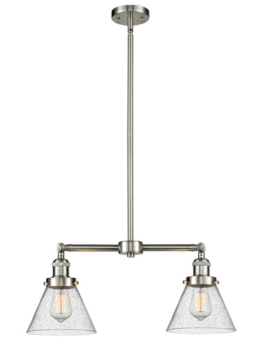 Franklin Restoration Two Light Island Pendant Brushed Satin Nickel