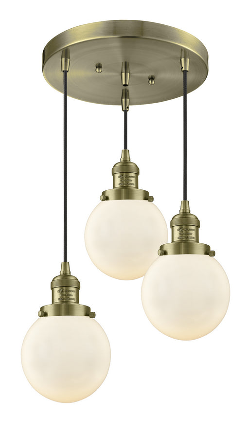 Innovations - 211/3-AB-G201-6 - Three Light Pendant - Franklin Restoration - Antique Brass