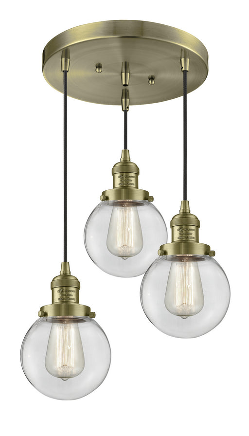 Innovations - 211/3-AB-G202-6 - Three Light Pendant - Franklin Restoration - Antique Brass