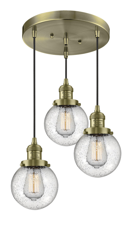 Innovations - 211/3-AB-G204-6 - Three Light Pendant - Franklin Restoration - Antique Brass