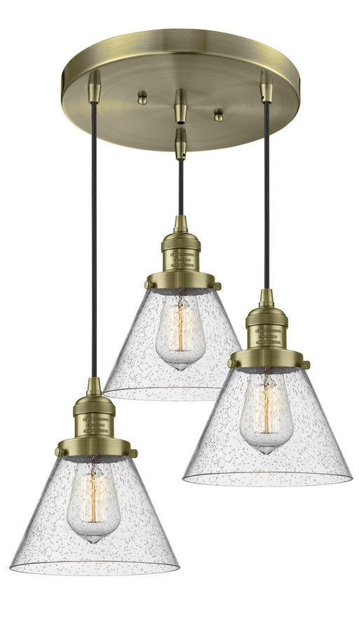 Innovations - 211/3-AB-G44 - Three Light Pendant - Franklin Restoration - Antique Brass