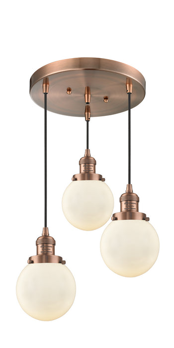 Innovations - 211/3-AC-G201-6 - Three Light Pendant - Franklin Restoration - Antique Copper