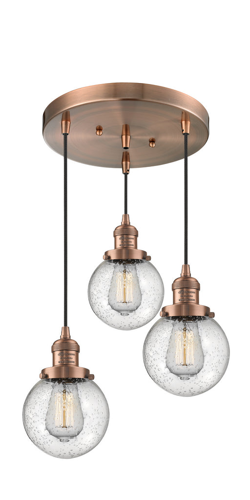 Innovations - 211/3-AC-G204-6 - Three Light Pendant - Franklin Restoration - Antique Copper