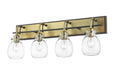 Z-Lite - 466-4V-MB-OBR - Four Light Vanity - Kraken - Matte Black / Olde Brass