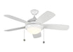 Generation Lighting - 5DIC44WHD-V1 - 44``Ceiling Fan - Discus Classic II - White / Matte Opal